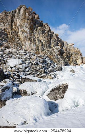 Cape Burkhan (shaman Rock) On Olkhon Island At Baikal Lake, Siberia, Russia