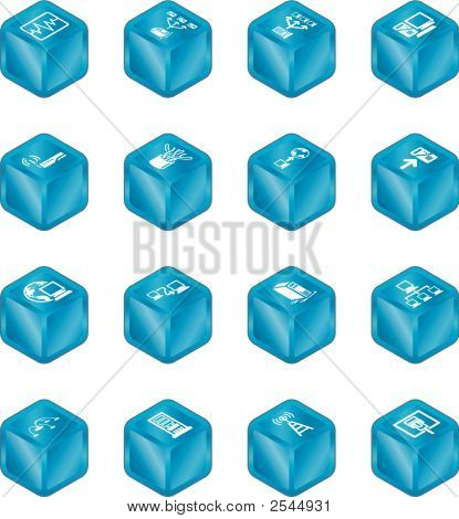 Sítě výpočetní krychle ikony Series Set.