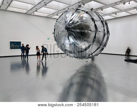 LONDON - AUGUST 19, 2018: Artworks on display at an exhibition by Lee Bul, a Korean artist, at The Hayward Gallery, Southbank Centre in Waterloo, London, UK.