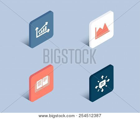 Set Of Education, Chart And Line Chart Icons. Sms Sign. Instruction Book, Financial Graph, Conversat