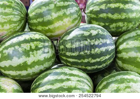 Market Counter With Delisios Watermelons.