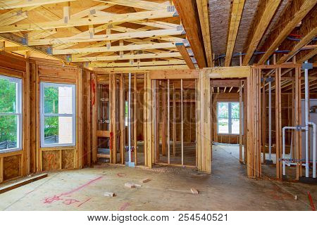 New Construction Wood Home Framing Abstract. New Construction Home Framing