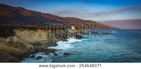 Colorful Coastal View Of Leo Carrillo State Beach At Sunset From Sequit Point, Malibu, California