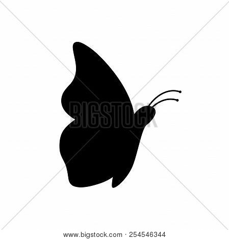 One Butterfly Black Silhouette Vector On White Background