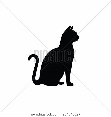 Black Cat Silhouette Vector On White Background