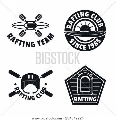 Rafting Kayak Logo Water Canoe Icons Set. Simple Illustration Of 4 Rafting Kayak Logo Water Canoe Ic
