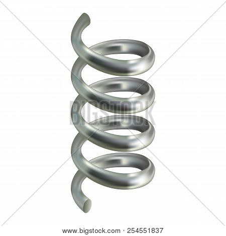 Grey Spring Cable Mockup. Realistic Illustration Of Grey Spring Cable Mockup For Web Design Isolated