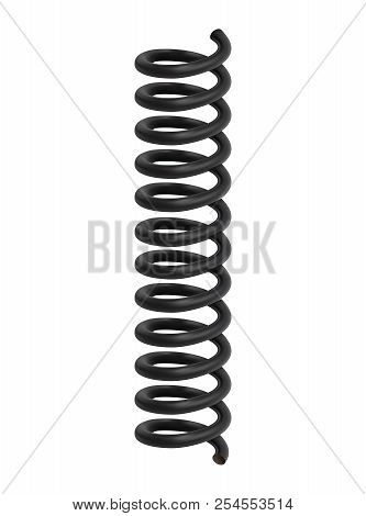 Coil Spring Flexible Cable Mockup. Realistic Illustration Of Coil Spring Flexible Cable Mockup For W