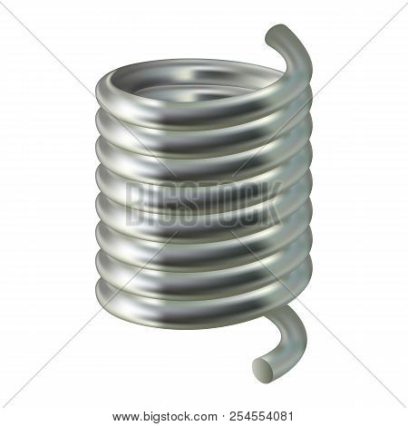 Steel Spring Mockup. Realistic Illustration Of Steel Spring Mockup For Web Design Isolated On White 