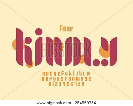 Kindly Font. Vector Alphabet Letters And Numbers. Typeface Design.