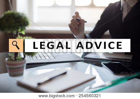 Legal Advice Ext On Virtual Screen. Consulting. Attorney At Law. Lawyer, Business And Finance Concep