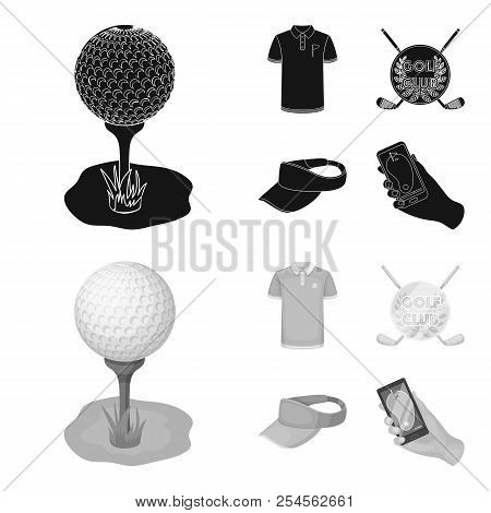 Emblem Of The Golf Club, Cap With A Visor, Golfer Shirt, Phone With A Navigator.golf Club Set Collec
