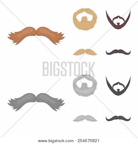 Mustache And Beard, Hairstyles Cartoon, Monochrome Icons In Set Collection For Design. Stylish Hairc