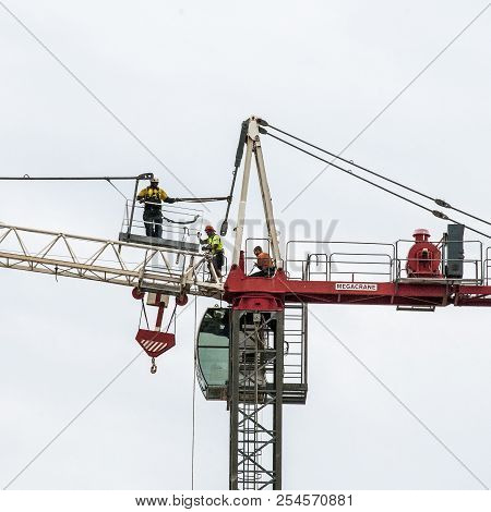 Gosford, New South Wales, Australia - November 16. 2017: Construction Update 54. Tower Crane Erectio