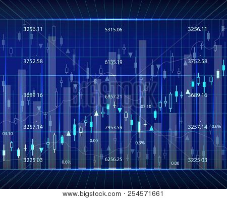 Candle Stick Graph Chart Background Card. Vector