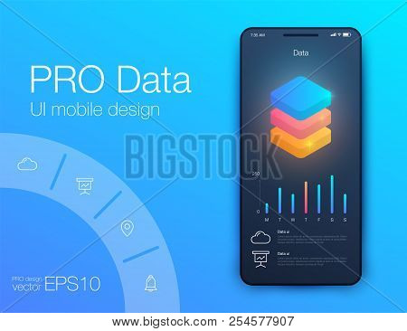 Weather Ui. Material Design. Stock Vector Illustration