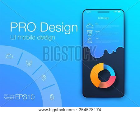 Weather Ui. Material Design. Stock Vector Illustration