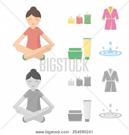 Multicolored Burning Candles, A Pink Robe With A Yellow Belt And A Collar, A Tube With Cream And A J