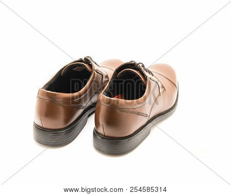 Close-up Pair Brand New Dress Cap Toe Oxford Shoes Isolate On White