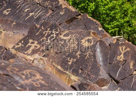 Domkhar rock art sanctuary in Domkhar village in Ladakh, next to the banks of Indus river.