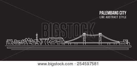 Cityscape Building Line Art Vector Illustration Design - Palembang City
