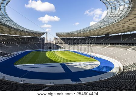 Berlin, Germany - September 20, 2017: Panoramic View Of Olympiastadion (olympic Stadium) In Berlin S