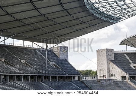 Berlin, Germany - September 20, 2017: Empty Tribunes Of Olympiastadion (olympic Stadium) In Berlin S