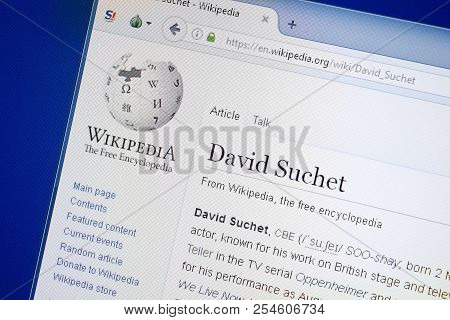 Ryazan, Russia - August 19, 2018: Wikipedia Page About David Suchet On The Display Of Pc
