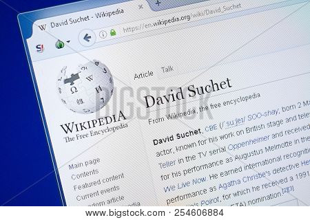 Ryazan, Russia - August 19, 2018: Wikipedia Page About David Suchet On The Display Of Pc