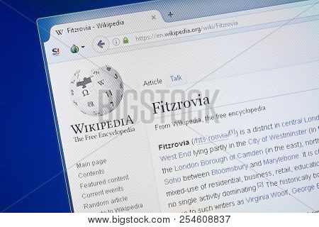 Ryazan, Russia - August 19, 2018: Wikipedia Page About Fitzrovia On The Display Of Pc