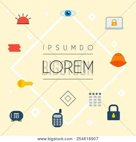 Set Of Safety Icons Flat Style Symbols With Vault, Phone, Alarm And Other Icons For Your Web Mobile 
