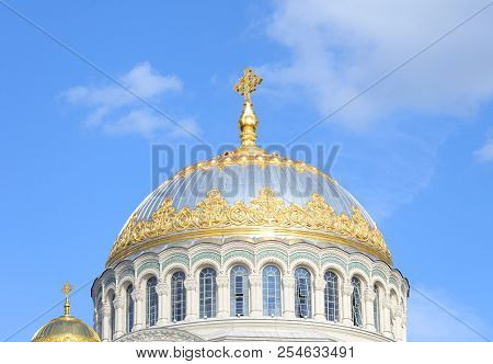 Naval Cathedral Of St. Nicholas The Wonderworker In Kronstadt, Russia.