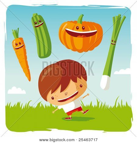 เด็กกับผักตลก