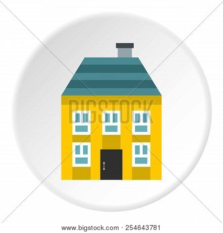 Two Storey House With Chimney Icon. Flat Illustration Of Two Storey House With Chimney Icon For Web