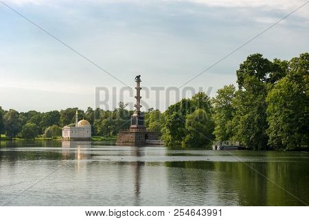 St.petersburg, Russia - August 19, 2017: Chesme Rostral Column. Tsarskoye Selo Is A Former Russian R
