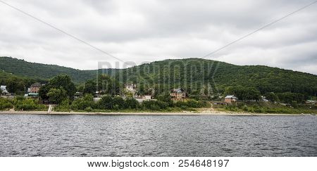 View Of The Zhiguli Mountains In The Samara Region, Russia. Cloudy Day, August 10, 2018