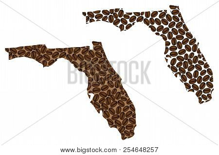 Florida (united States Of America, The Sunshine State) -  Map Of Coffee Bean, Florida Map Made Of Co