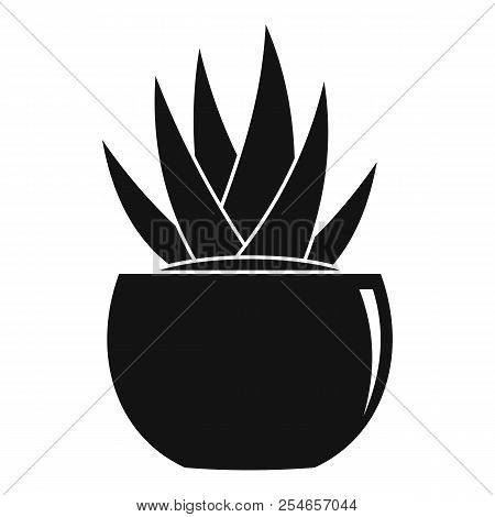Round Pot Aloe Icon. Simple Illustration Of Round Pot Aloe Icon For Web Design Isolated On White Bac