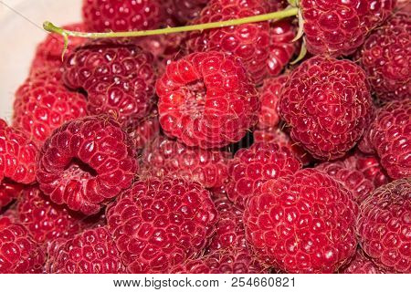 Organic Raspberries In A Bowl . Raspberry Fruit