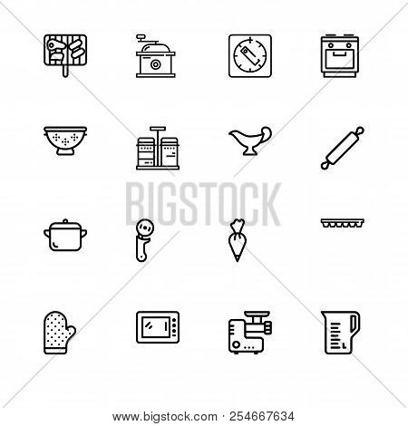 Set Outline Icon Eps 10 Vector Format.  Transparent Background. Kitchenware Utensils And Cooking.