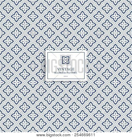 Blue And White Geometric Seamless Pattern. Minimal. Ornament, Traditional, Ethnic, Arabic, Turkish, 