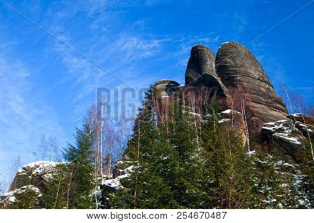 Rock Formation Knows As The Broumov Walls Near Bromov In Czechia