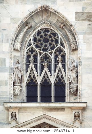 Ornamented Window Of A Cathedral In Gothic Style