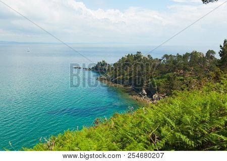 Ocean View. Nature Background With Nobody. Morgat, Crozon Peninsula, Brittany, France.