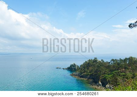 Ocean View. Nature Background With Nobody. Morgat, Crozon Peninsula, Brittany, France.