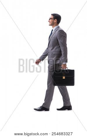Businessman with briefcase isolated on white 
