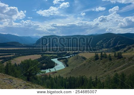 Altai mountains. River Argut. Beautiful highland landscape. Russia. Siberia