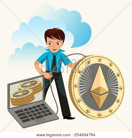 Process Of Ethereum Cryptocoins Mining Flat Poster
