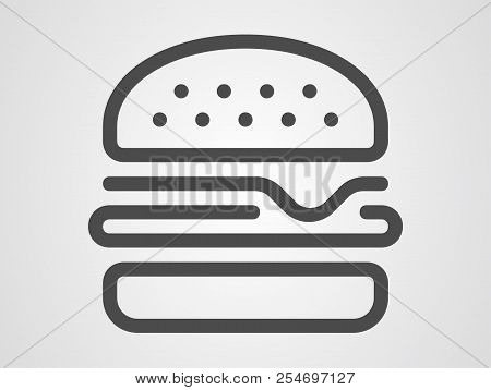 Hamburger Line Icon, Outline Vector Sign, Linear Style Pictogram Isolated On White. Beefburger Symbo