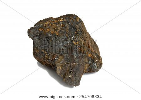 The Pyrolusite Rock Isolate On White Background